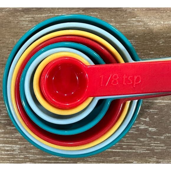 8 PC. Set THE PIONEER WOMAN Timeless Beauty MELAMINE MEASURING SPOONS Colorful - Picture 3 of 10